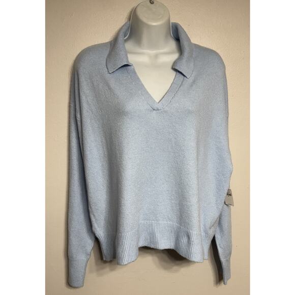 Old Navy So Soft Sweater Women’s Size Medium Collar Pull-over Blue V-Neck NEW - Picture 3 of 8